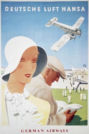 'Deutsche Luft Hansa, Advertising Poster of German Airline, 1932, Germany,  20th Century' Giclee Print | Art.com