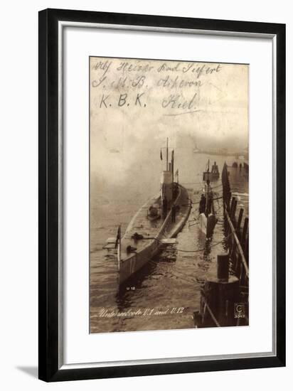 Deutsche Unterseeboote U1 Und U12 Am Bootssteg-null-Framed Giclee Print