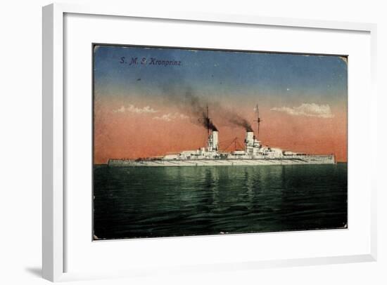 Deutsches Kriegsschiff, S.M.S. Kronprinz Auf See-null-Framed Giclee Print