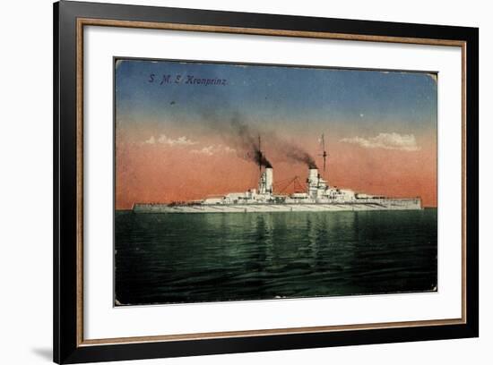 Deutsches Kriegsschiff, S.M.S. Kronprinz Auf See-null-Framed Giclee Print