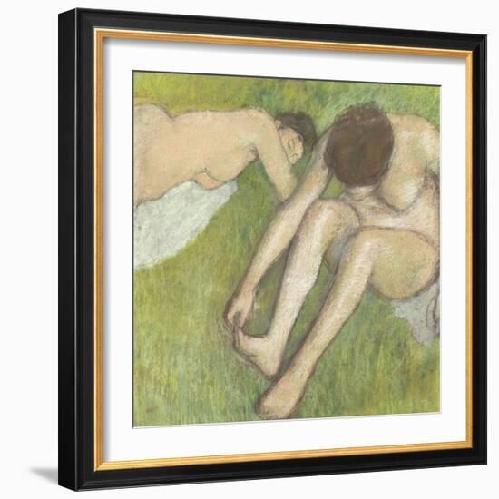 Deux baigneuses sur l'herbe-Edgar Degas-Framed Giclee Print