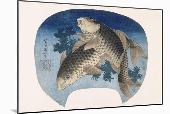 Deux carpes-Katsushika Hokusai-Mounted Giclee Print