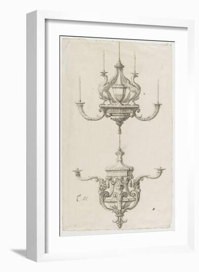 Deux chandeliers-Charles Le Brun-Framed Giclee Print