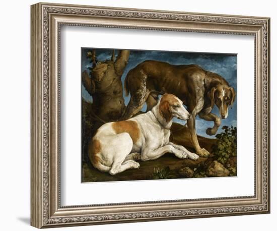 Deux chiens de chasse attachés à une souche-Jacopo Bassano-Framed Giclee Print