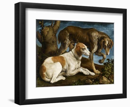 Deux chiens de chasse attachés à une souche-Jacopo Bassano-Framed Giclee Print