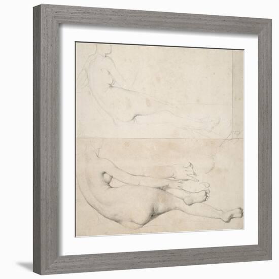 Deux dessins pour L'Odalisque de la Galerie Pourtalés-Jean-Auguste-Dominique Ingres-Framed Giclee Print