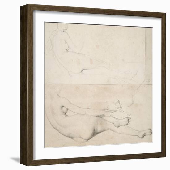 Deux dessins pour L'Odalisque de la Galerie Pourtalés-Jean-Auguste-Dominique Ingres-Framed Giclee Print