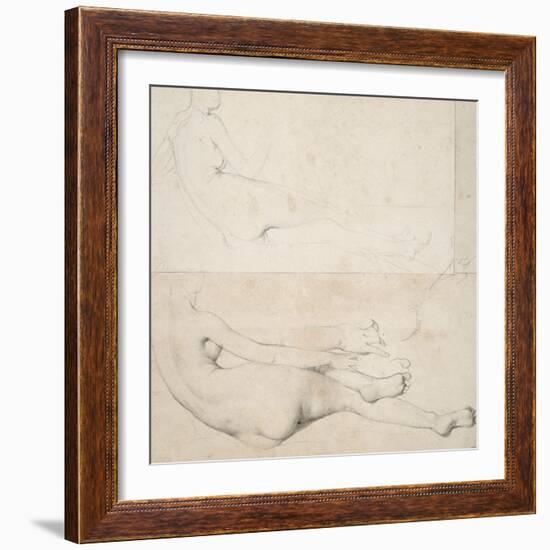 Deux dessins pour L'Odalisque de la Galerie Pourtalés-Jean-Auguste-Dominique Ingres-Framed Giclee Print