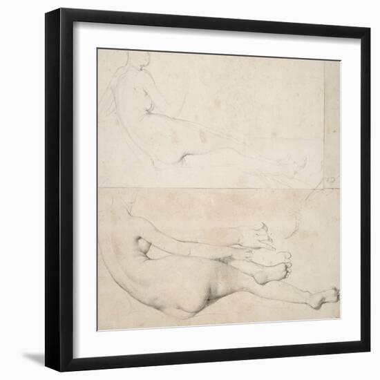 Deux dessins pour L'Odalisque de la Galerie Pourtalés-Jean-Auguste-Dominique Ingres-Framed Giclee Print