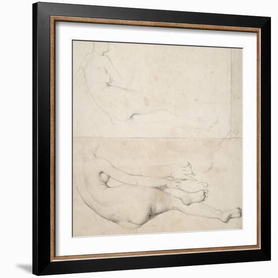 Deux dessins pour L'Odalisque de la Galerie Pourtalés-Jean-Auguste-Dominique Ingres-Framed Giclee Print
