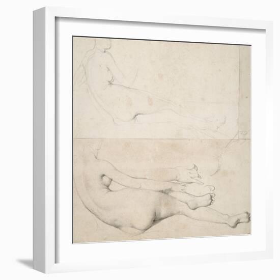 Deux dessins pour L'Odalisque de la Galerie Pourtalés-Jean-Auguste-Dominique Ingres-Framed Giclee Print