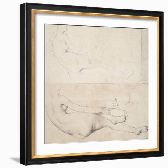 Deux dessins pour L'Odalisque de la Galerie Pourtalés-Jean-Auguste-Dominique Ingres-Framed Giclee Print