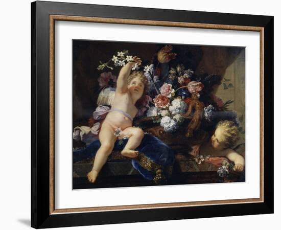 Deux enfants jouant avec des fleurs-Jean Jouvenet-Framed Giclee Print