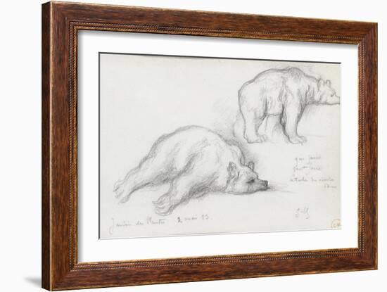 Deux études d'ours-Gustave Moreau-Framed Giclee Print