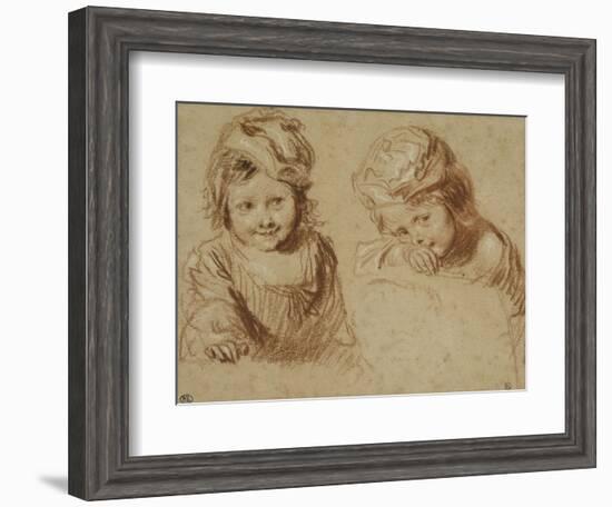 Deux études d'un jeune enfant coiffé d'un bonnet-Jean Antoine Watteau-Framed Giclee Print