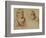 Deux études d'un jeune enfant coiffé d'un bonnet-Jean Antoine Watteau-Framed Giclee Print