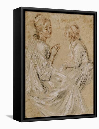 Deux études d'une femme assise-Jean Antoine Watteau-Framed Premier Image Canvas