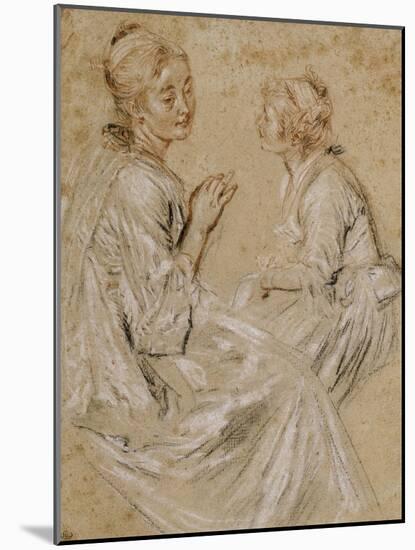 Deux études d'une femme assise-Jean Antoine Watteau-Mounted Giclee Print