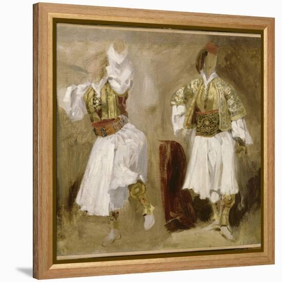 Deux études de costumes souliotes-Eugene Delacroix-Framed Premier Image Canvas