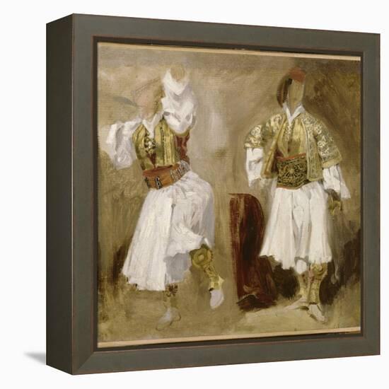 Deux études de costumes souliotes-Eugene Delacroix-Framed Premier Image Canvas