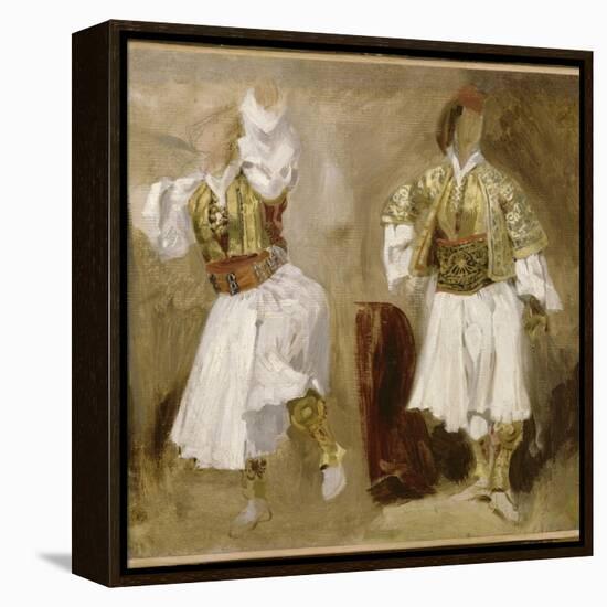 Deux études de costumes souliotes-Eugene Delacroix-Framed Premier Image Canvas