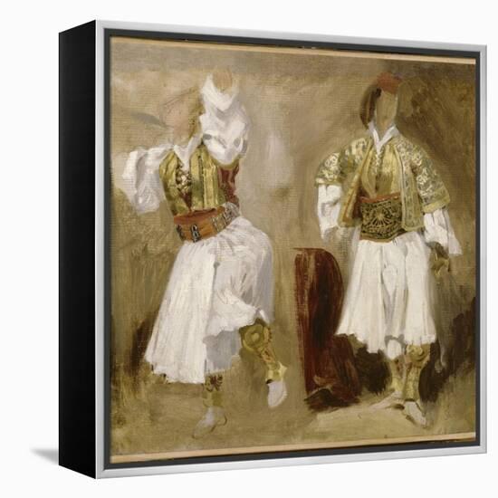 Deux études de costumes souliotes-Eugene Delacroix-Framed Premier Image Canvas