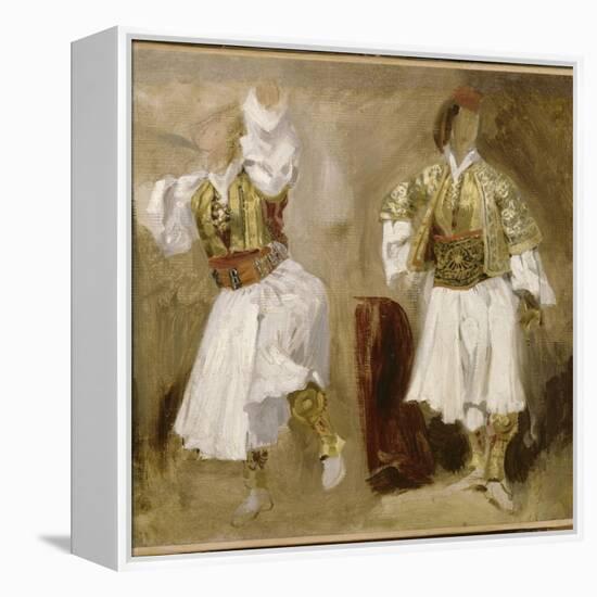 Deux études de costumes souliotes-Eugene Delacroix-Framed Premier Image Canvas