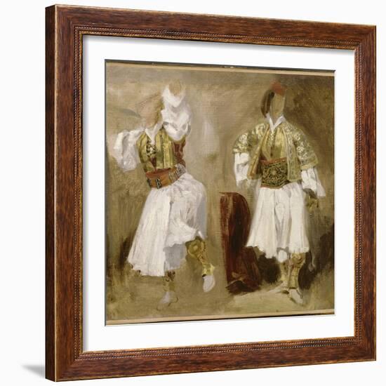 Deux études de costumes souliotes-Eugene Delacroix-Framed Giclee Print