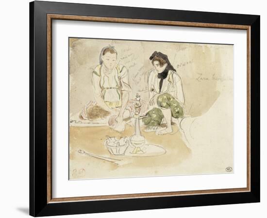 Deux Femmes arabes assises; Etude pour les Femmes d'Alger-Eugene Delacroix-Framed Giclee Print