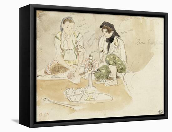 Deux Femmes arabes assises; Etude pour les Femmes d'Alger-Eugene Delacroix-Framed Premier Image Canvas