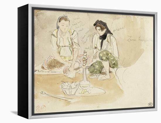 Deux Femmes arabes assises; Etude pour les Femmes d'Alger-Eugene Delacroix-Framed Premier Image Canvas