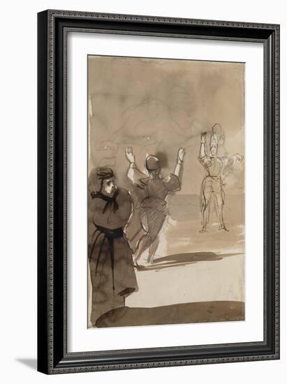 Deux figures et une apparition d'homme : Hamlet et le spectre de son père; d'après Shakespeare-Eugene Delacroix-Framed Giclee Print