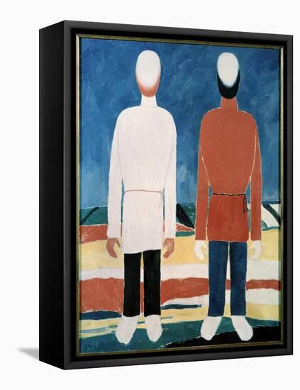 Deux Figures Masculines (Two Male Figures). Peinture De Kasimir Severinovich Malevitch (Malevich, M-Kazimir Severinovich Malevich-Framed Premier Image Canvas