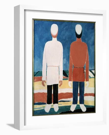 Deux Figures Masculines (Two Male Figures). Peinture De Kasimir Severinovich Malevitch (Malevich, M-Kazimir Severinovich Malevich-Framed Giclee Print