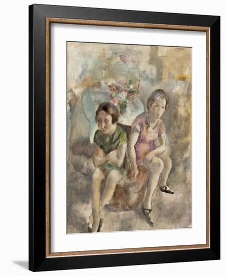 Deux fillettes assises-Jules Pascin-Framed Giclee Print