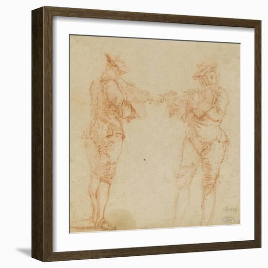 Deux hommes debout jouant de la flûte-Nicolas Lancret-Framed Giclee Print