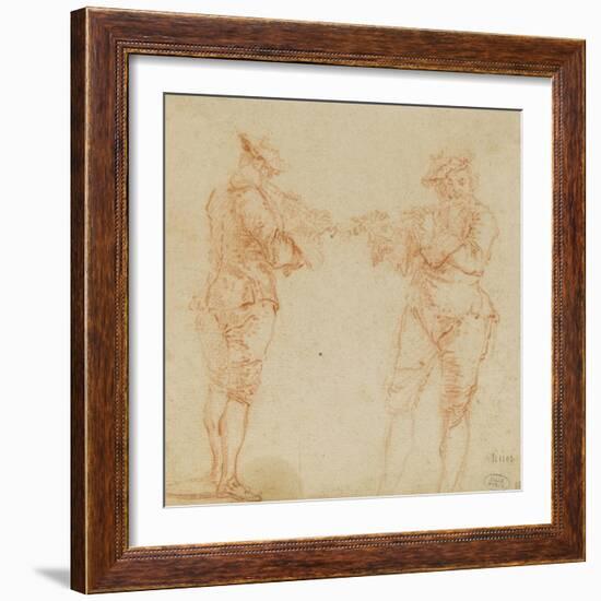 Deux hommes debout jouant de la flûte-Nicolas Lancret-Framed Giclee Print