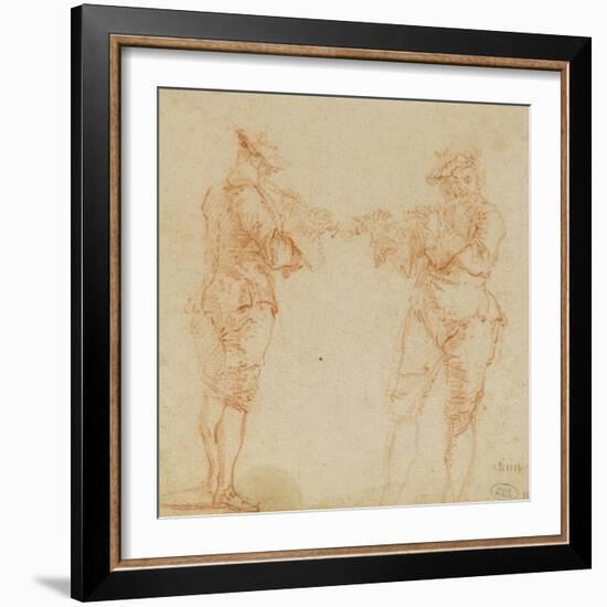 Deux hommes debout jouant de la flûte-Nicolas Lancret-Framed Giclee Print