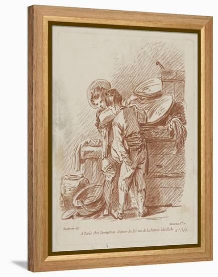 Deux jeunes apprentis cuisiniers-Pier Francesco Mola-Framed Premier Image Canvas