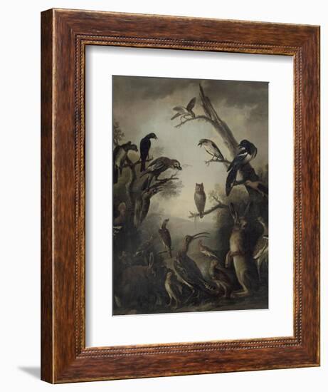 Deux lièvres parmi une grande quantité d'oiseaux.-Nicasius Bernaerts-Framed Giclee Print