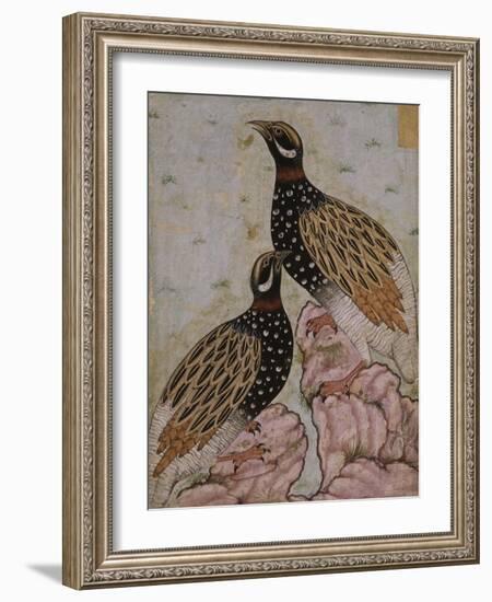 Deux perdrix sur des rochers-null-Framed Giclee Print