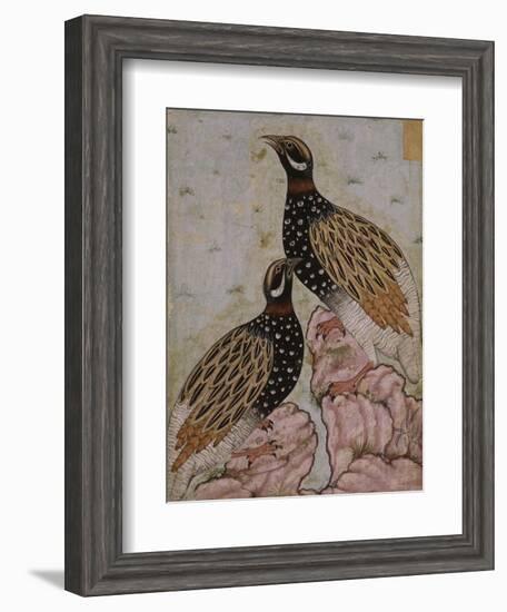 Deux perdrix sur des rochers-null-Framed Giclee Print