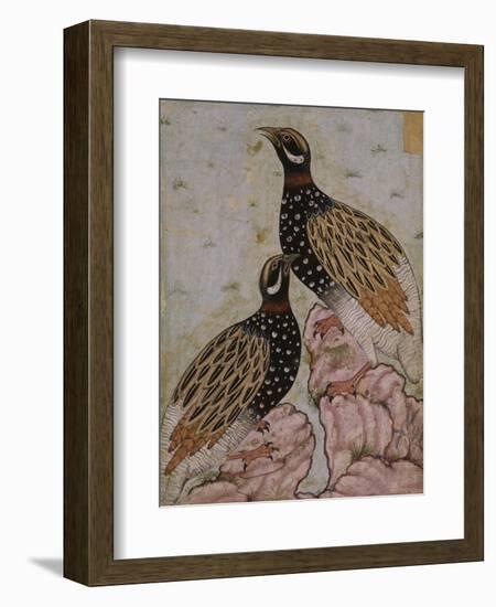 Deux perdrix sur des rochers-null-Framed Giclee Print