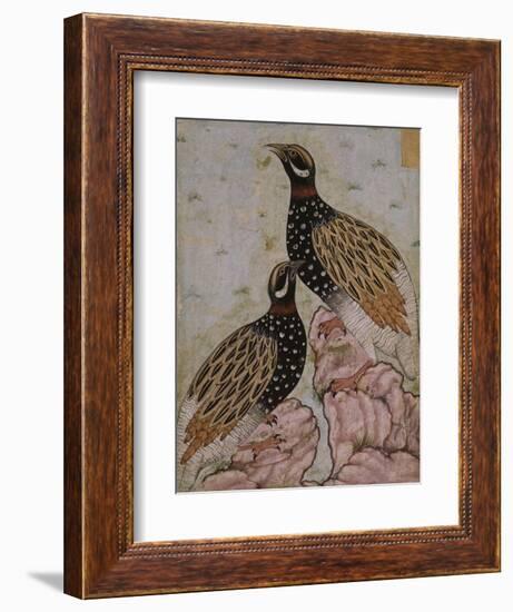 Deux perdrix sur des rochers-null-Framed Giclee Print