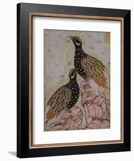 Deux perdrix sur des rochers-null-Framed Giclee Print