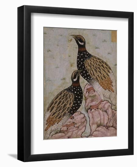 Deux perdrix sur des rochers-null-Framed Giclee Print