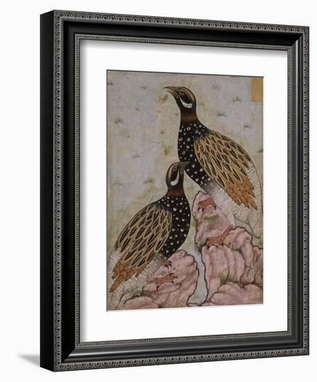 Deux perdrix sur des rochers-null-Framed Giclee Print