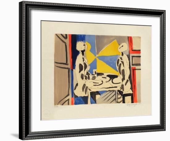 Deux personnages a table-Jacques Lagrange-Framed Limited Edition