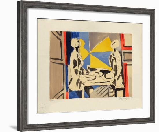 Deux personnages a table-Jacques Lagrange-Framed Limited Edition