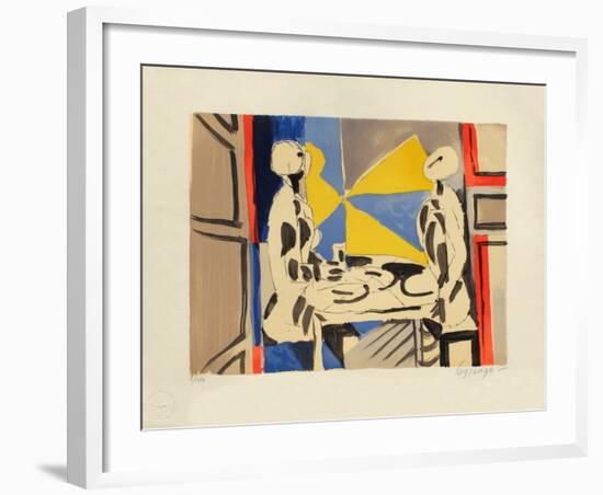 Deux personnages a table-Jacques Lagrange-Framed Limited Edition